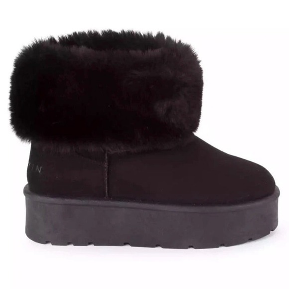 Danskin Donut Black Faux Fur Platform Ankle Boots Womens Size 8.5 NEW - Picture 7 of 13